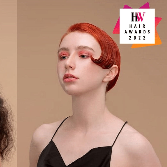 Redhead model with short precision haircut featured in Her World Hair Awards 2022