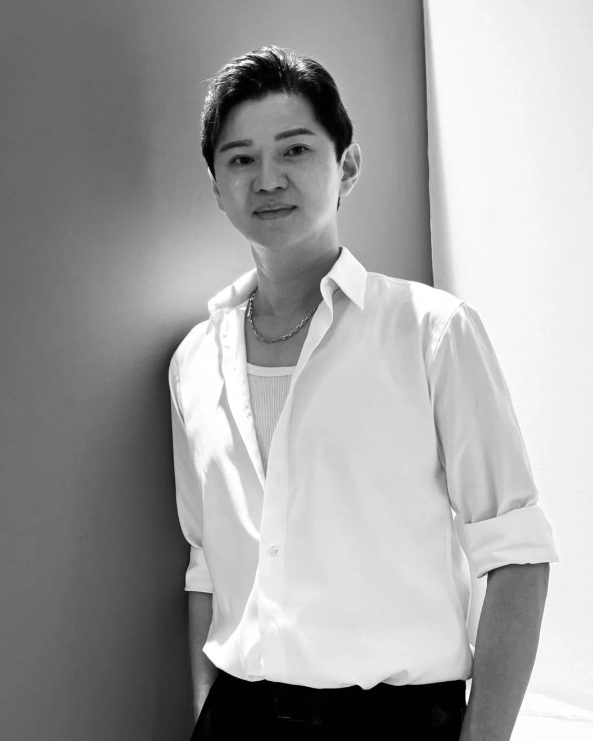 Vinn Master Designer black and white portrait at Yann Beyrie hair salon Singapore