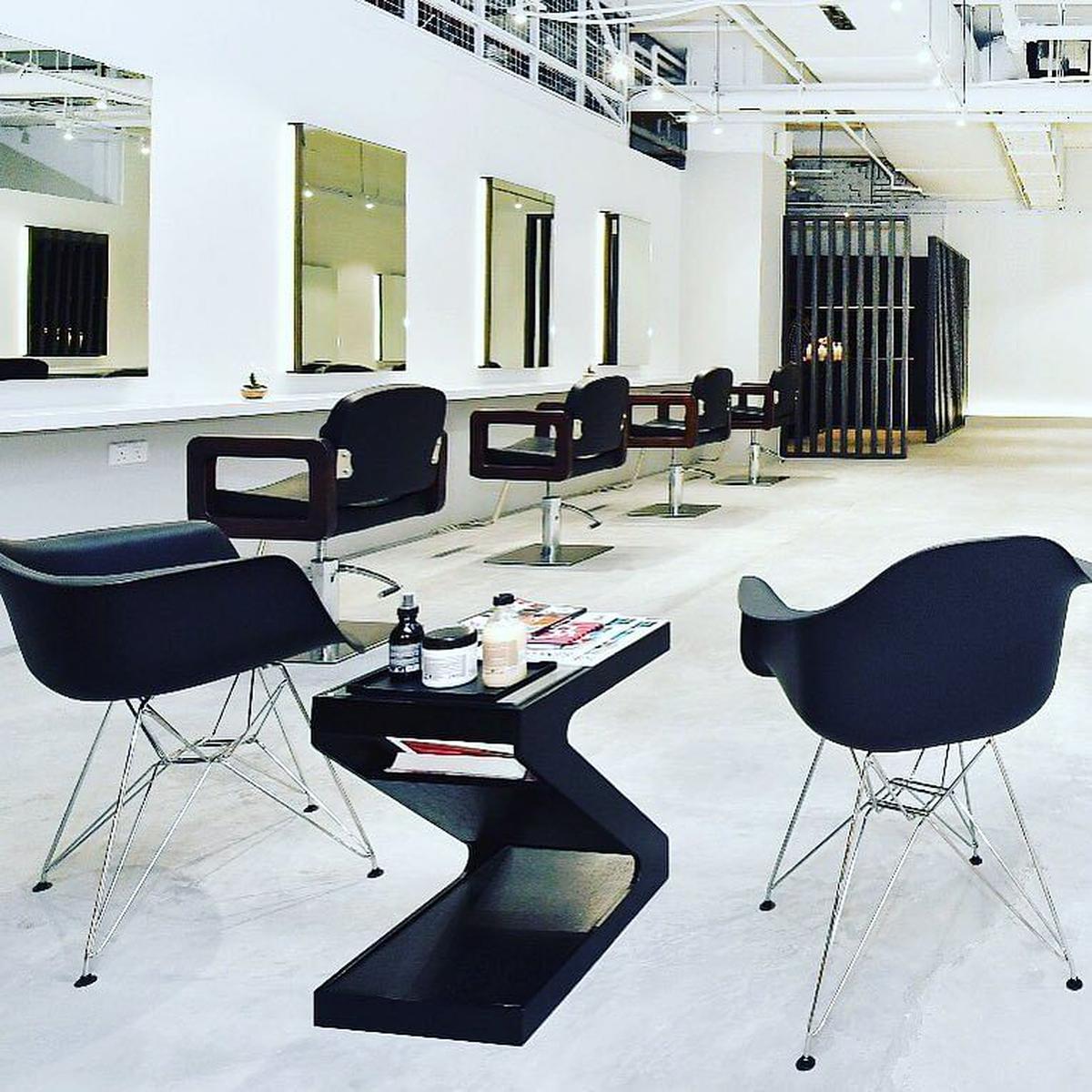 Minimalist interior of Yann Beyrie Paris salon featured for best perm in Singapore