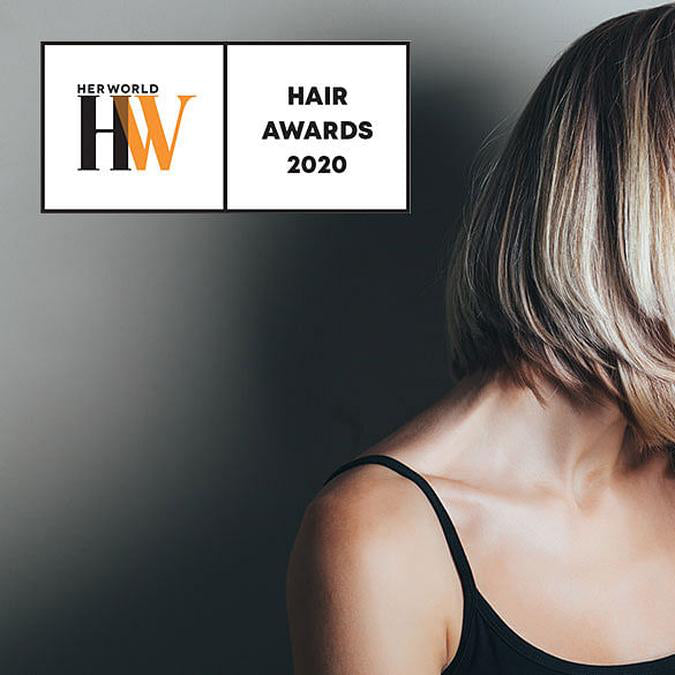 Short blonde bob haircut profile featured in Her World Hair Awards 2020 for best hair colouring