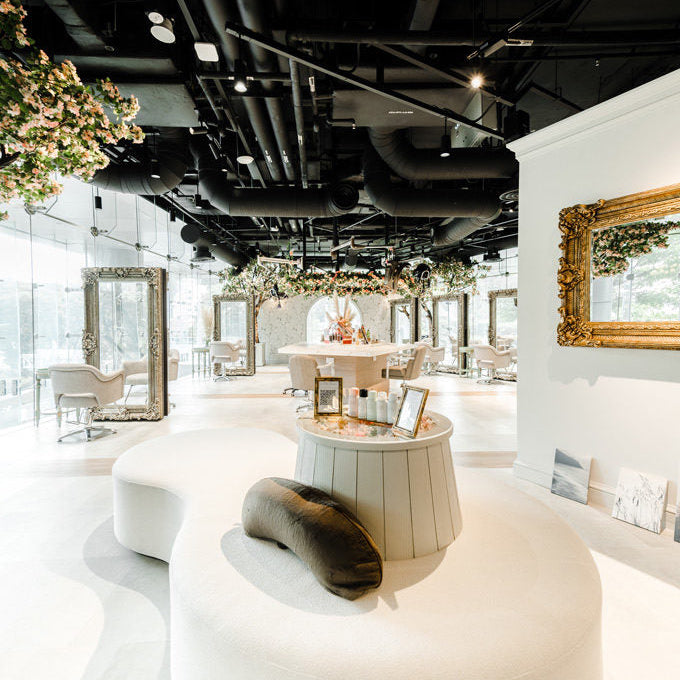 Hair salon interior featured in Vogue Singapore best blowout salons