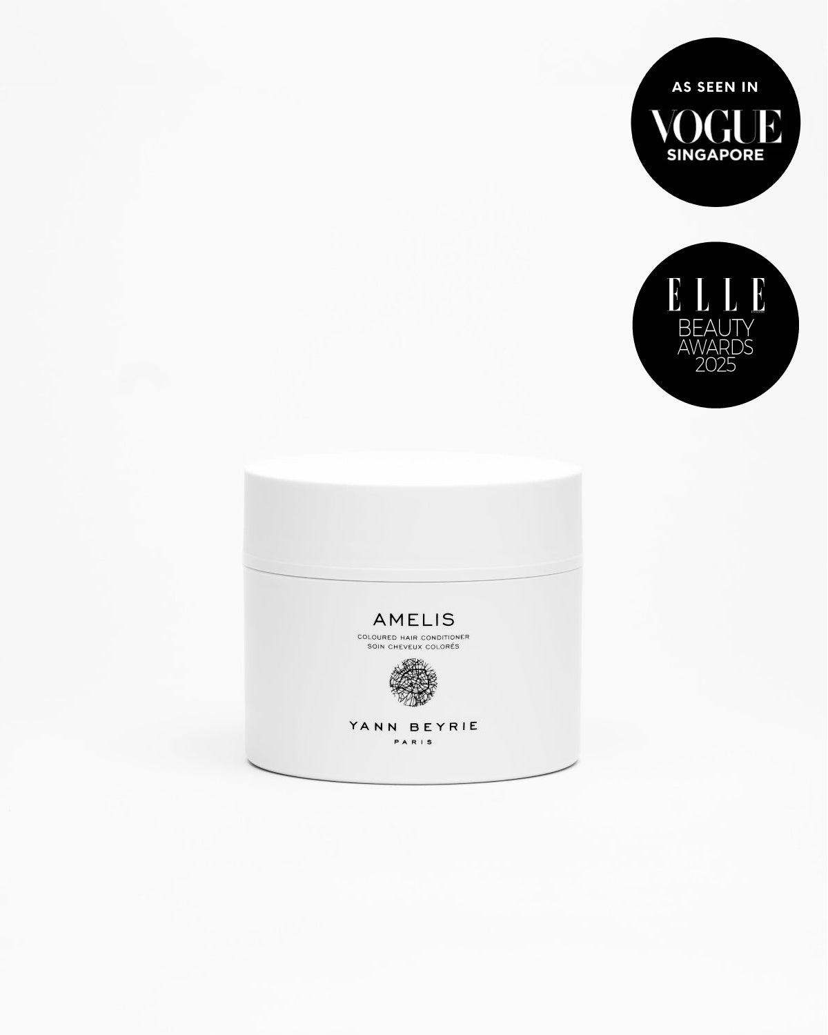 Yann Beyrie Paris Amelis coloured hair conditioner jar featured in Vogue Singapore and ELLE Beauty Awards 2025
